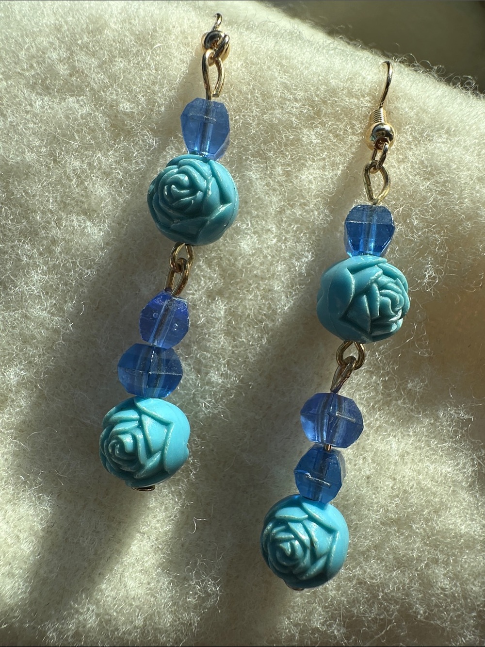 Reworked one of a kind Vintage Rose Bead Drop Earrings - Women Jewelry